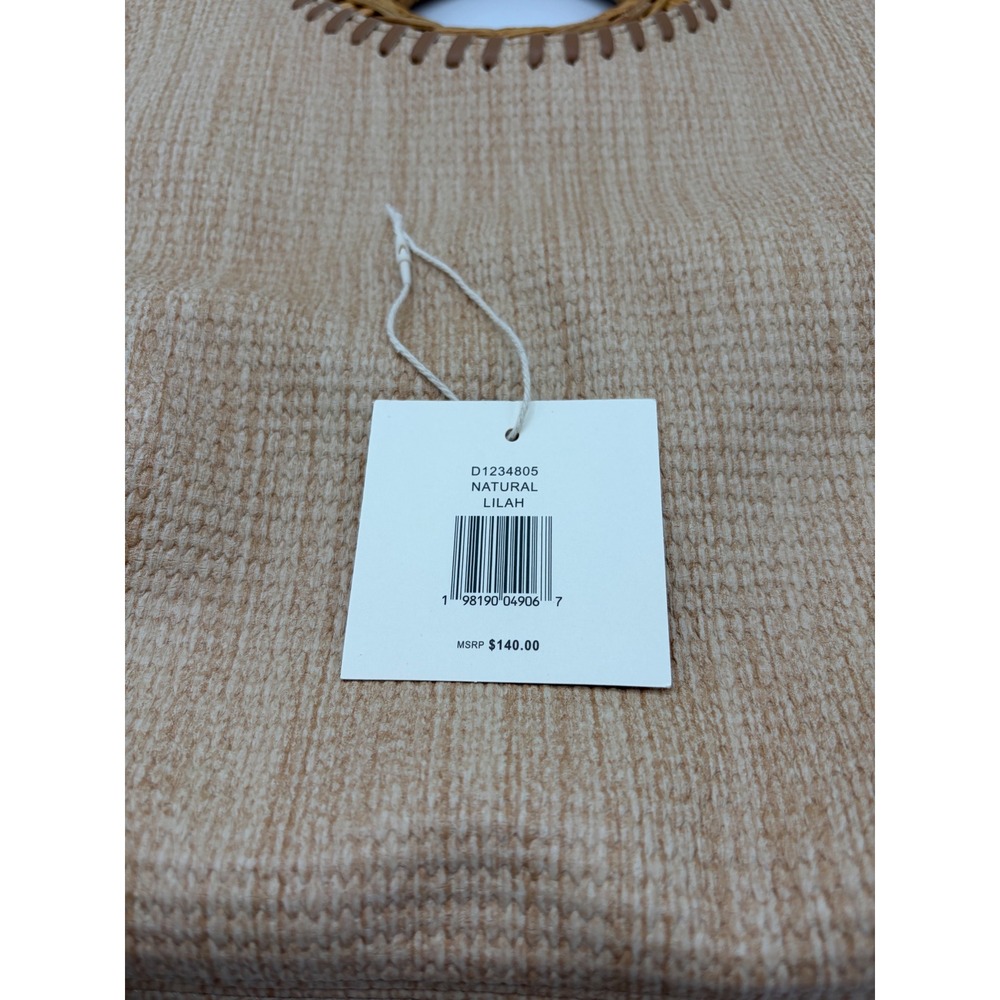 Dolce Vita Lilah Natural Woven Straw Tote Bag Rattan Round Handle Crossbody NEW - Picture 4 of 7